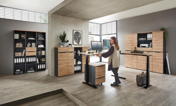 Komplettbüro MEMPHIS I 11-teilig Front Artisan Eiche Korpus Graphit Bild 5