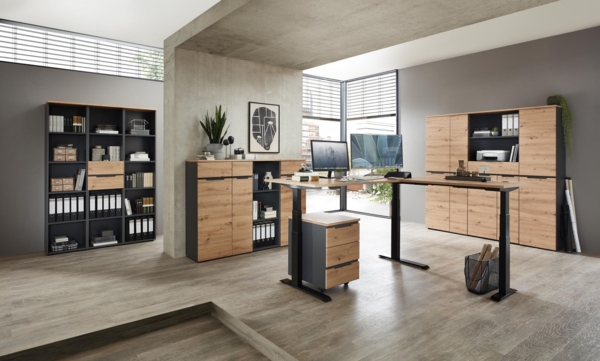 Komplettbüro MEMPHIS I 11-teilig Front Artisan Eiche Korpus Graphit Bild 3