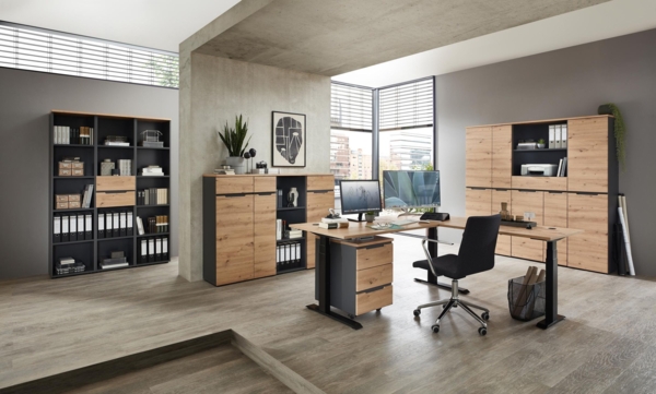 Komplettbüro MEMPHIS I 11-teilig Front Artisan Eiche Korpus Graphit Bild 2