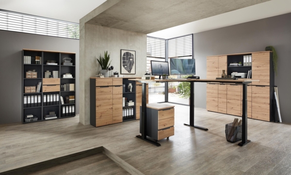 Komplettbüro MEMPHIS I 11-teilig Front Artisan Eiche Korpus Graphit Bild 4