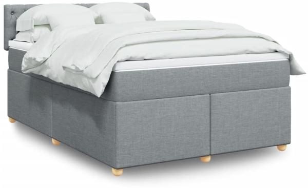 vidaXL Boxspringbett mit Matratze Hellgrau 140x190 cm Stoff 3288982