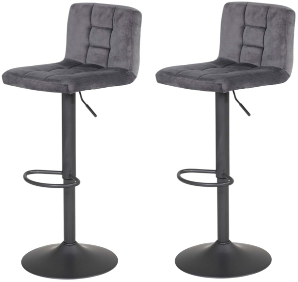 2er Set Barhocker Amanda II - Samtvelour Grau