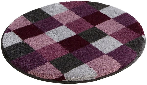 Grund Badematte Mosaik, Badvorleger, Badezimmer Teppich, sehr weich, Höhe 20 mm, rutschhemmend beschichtet, fußbodenheizungsgeeignet, Kunstfaser, rund, angenehm weich, auch als 3 teiliges Set erhältlich, Made in Europe