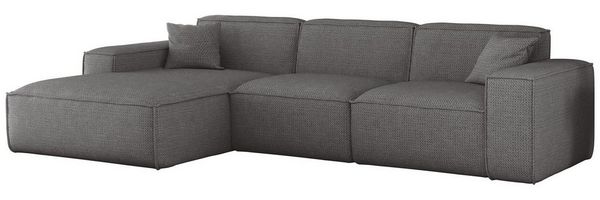 Ecksofa Designersofa CELES PREMIUM in Stoff Artico Grau Ottomane Links