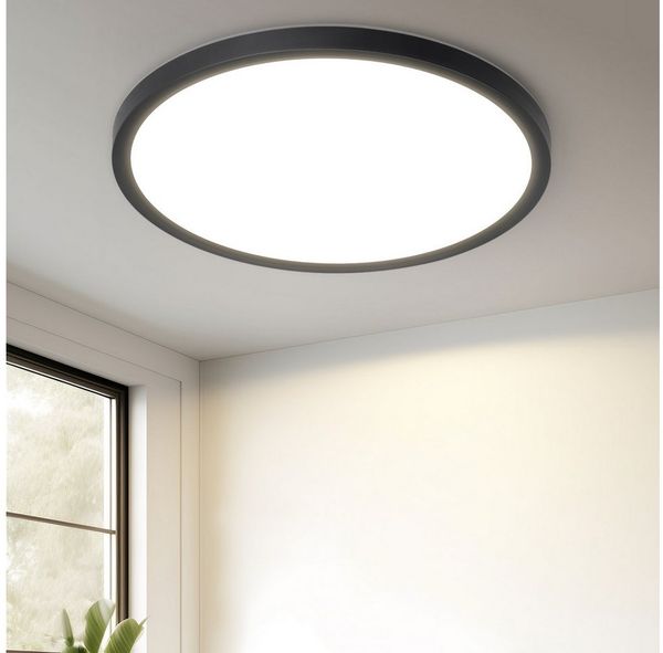 Nettlife LED Deckenleuchte LED Deckenleuchte Flach Schwarz 18CM 15W, Nicht Dimmbar, LED fest integriert, Warmweiß, 3000K lampe für Küche Flur