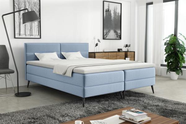 Boxspringbett Schlafzimmerbett CORDOBA 200x200cm Stoff Monolith Sky Bild 1