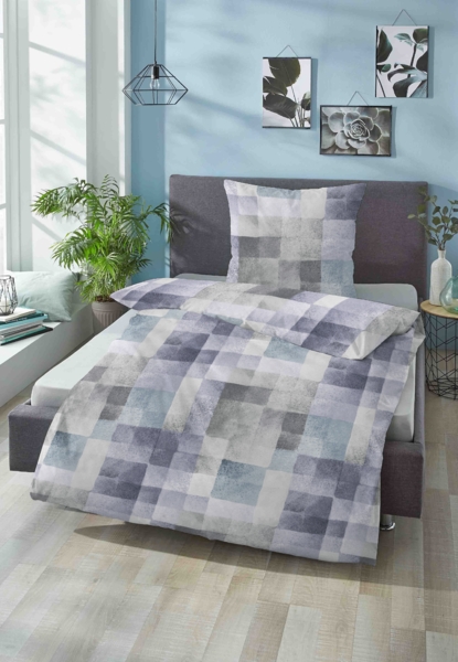 biberna Feinbiber-Bettwäsche 0006728 KACHEN, blau, 1x 135x200 cm + 1x 80x80 cm Bild 4