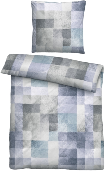 biberna Feinbiber-Bettwäsche 0006728 KACHEN, blau, 1x 135x200 cm + 1x 80x80 cm Bild 1