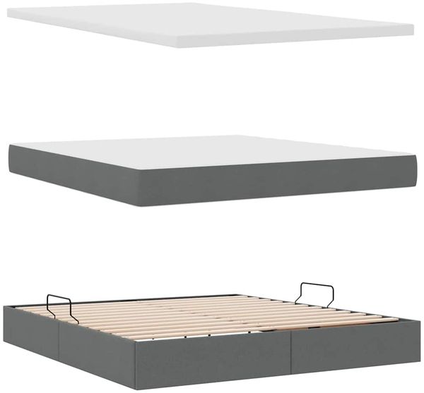 vidaXL Bett mit Stauraum und LED mit LED Dunkelgrau 160 x 200 cm Stoff 3371155 Bild 9