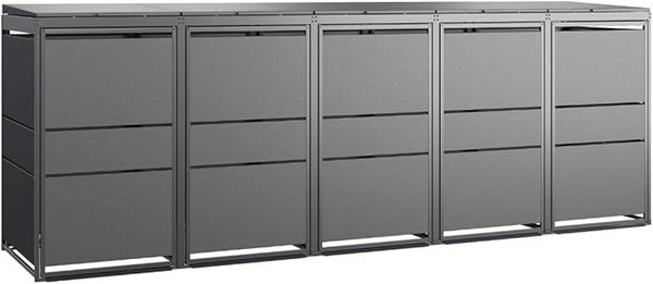 MBOX24 MODERN Mülltonnenbox 5er für 240 Liter Mülltonne | Anthrazit | Mülltonnenverkleidung | Mülltonnenhaus | Box für Mülltonnen | Mülltonnenunterstand | Mülltonneneinhausung