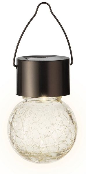 Lumineo LED Solarleuchte, Dauerlicht, warmweiß, Solar Gartenleuchte LED Kugel Glühbirne Glas 6x9cm 1 Stück Warmweiß