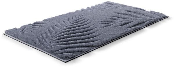 Grund Badematte Ferya, Höhe 20 mm, rutschhemmend beschichtet, fußbodenheizungsgeeignet, Polyester, rechteckig, Dezentes Blattmuster mit Hoch-Tief-Struktur, 5 Jahre Garantie