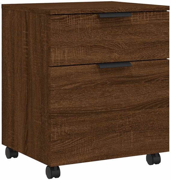 Rollcotainer MOSAB rollbar Braun Eichen-Optik 45x38x54 cm | Nachttisch mit Rollen Aktenschrank rollbar kleiner Schubladenschrank