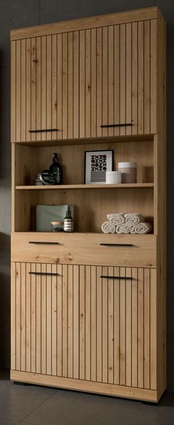 Badezimmer Hochschrank Shawn in Eiche 74x191 cm