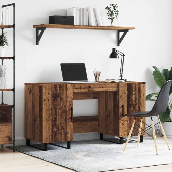 vidaXL Schreibtisch mit Regal Altholz 140 x 50 x 75 cm Holzwerkstoff 879528