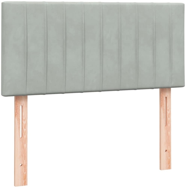 vidaXL Boxspringbett mit Matratze Hellgrau 90x220 cm Samt 3316431 Bild 5