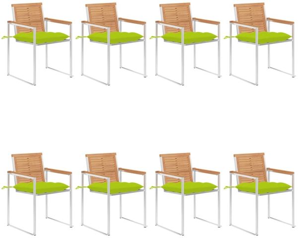 vidaXL Gartenstühle 8 Stk. mit Kissen Massivholz Teak 3078634