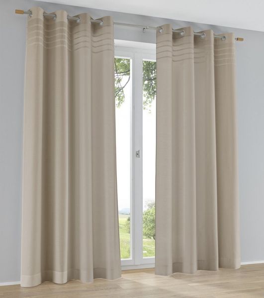 Kutti Vorhang Kessy (1 St), Ösen, halbtransparent, Eleganter Uni-Vorhang mit dekorativer Biesenblende