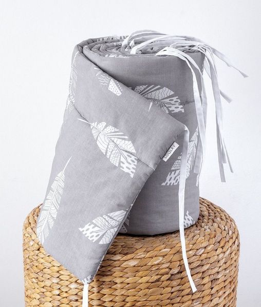 Loolay Bettnestchen GRAU WEIß Baumwolle BETTUMRANDUNG Babybett 420, 360, 210, 180 x 30cm, (Babyausstattung Babynest Kopfschutz Kantenschutz Baby, 100% Baumwolle Babybett Bettschutzgitter Umrandung), LOOLAY® - 100% Europäische Stoffe und Kleinserien-Nähen!