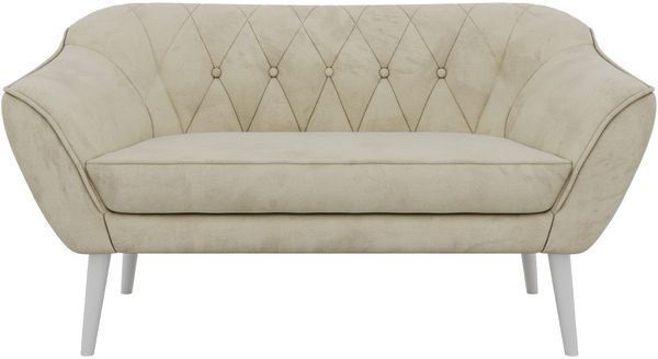 Polstersofa PIRS 2 Skandinavisches Sofa 2-Sitzer, Sofa mit Wellenfederung, Breite 140 cm, weiße Füße Hoher Sitzkomfort - Beige Velvet Bild 7
