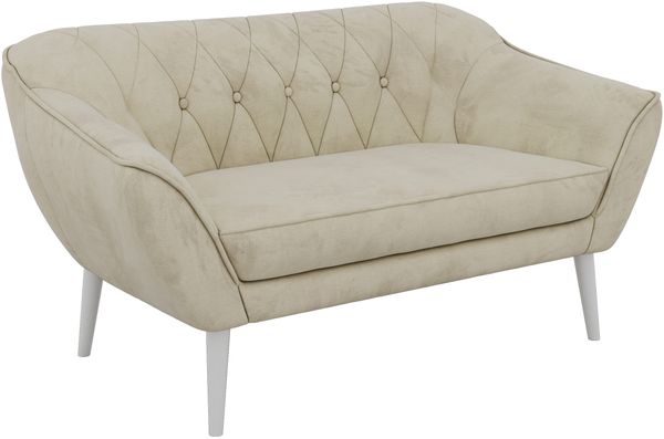 Polstersofa PIRS 2 Skandinavisches Sofa 2-Sitzer, Sofa mit Wellenfederung, Breite 140 cm, weiße Füße Hoher Sitzkomfort - Beige Velvet Bild 8