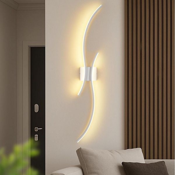 ZMH LED Wandleuchte Schwarz 2-er Set Innen Modern Wandlampe Warmweiß Wandbeleuchtung, LED fest integriert
