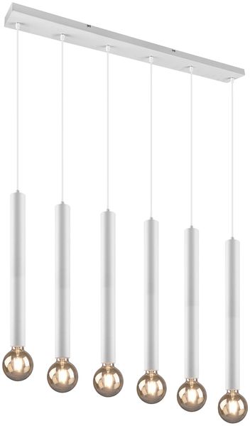 Hängeleuchte, Metall weiß matt, höhenverstellbar, H 150 cm