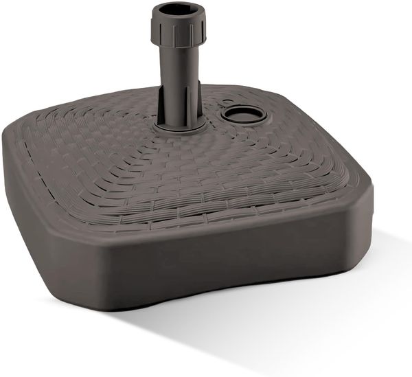 GARDENIX Sonnenschirmständer Quadratisch Braun Rattanoptik aus Kunststoff befüllbar mit Sand, Wasser, Kies zu Garten, Strand, Terrasse -Sonnenschirm Schirmhalter Schirmständer Schirmständer Ständer