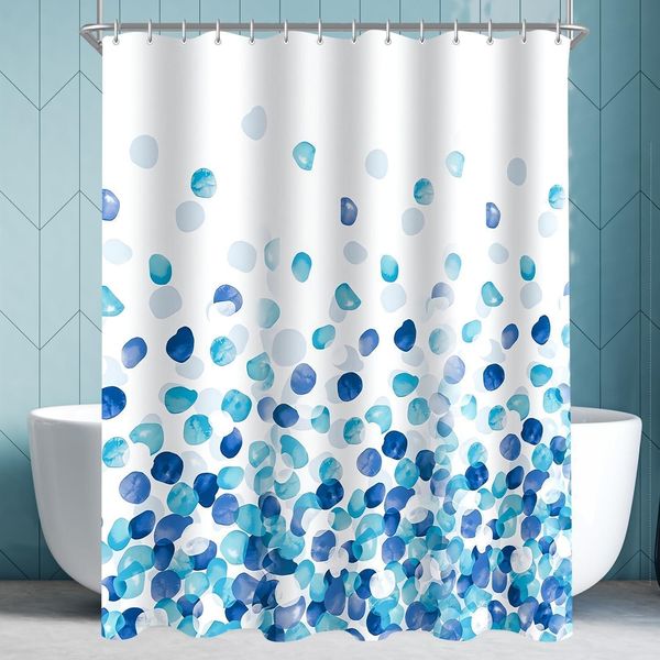 Duschvorhang Blaue Blüten 150x200cm Antischimmel Wasserabweisend Polyester
