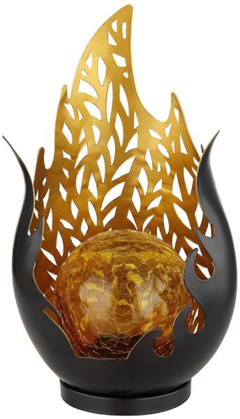 LED Solarleuchte, Wetterfest, schwarz, gold, Akku, H 26,5cm