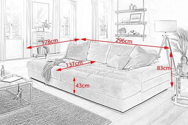 KAWOLA Big Sofa LANA Stoff schwarz 83 x 178 x 296 cm Bild 7