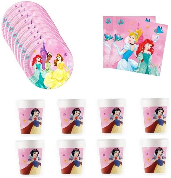 Disney Kindergeschirr-Set Disney Prinzessinnen Geburtstag Deko Set 36tlg. Partyset (36-tlg), 8 Personen