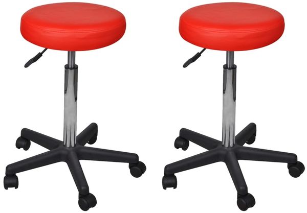 vidaXL Bürohocker 2 Stk. Rot 35,5x84 cm Kunstleder 277177