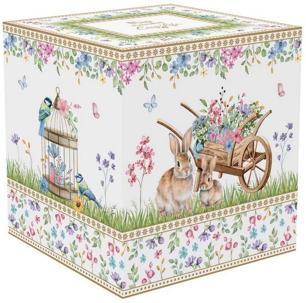 EasyLife Tasse Spring Bloom, Porzellan, Spülmaschinengeeignet, Weiß, Hasen & Blumenkörbe, H: 9.5cm