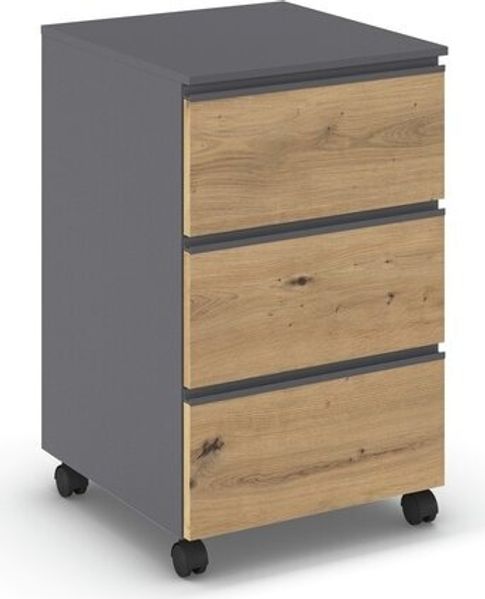 rauch Joel-Extra, Rollcontainer, 3 Schubladen, Farbe Grau metallic/Eiche Artisan, BxHxT 40x65x42cm Bild 3