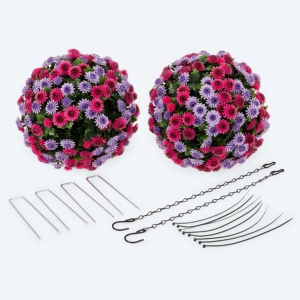 Kunstblume künstlicher Blütenball für das Beet, im Blumentopf oder zum Aufhängen Astern, Rosen, Online-Fuchs, variable Kunstpflanzen