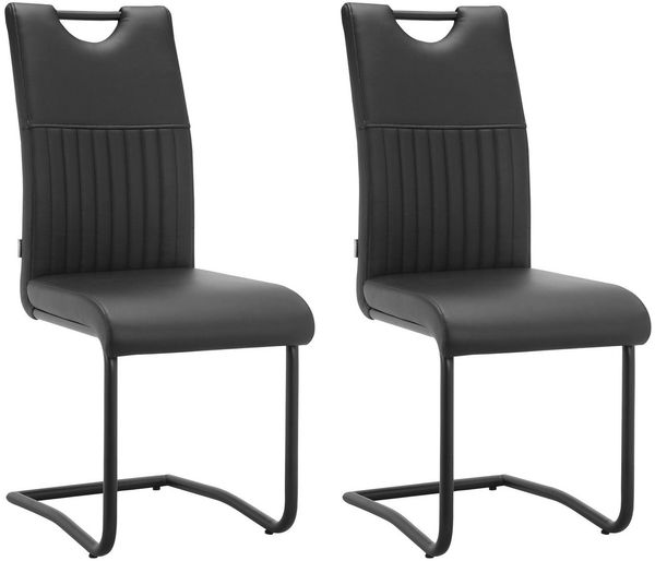 loft24 Freischwinger Leung (Set, 2 St), Esszimmerstuhl, Polsterstuhl, Stuhl, Lederoptik, Metallgestell