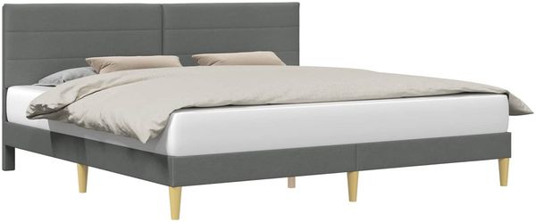 vidaXL Bettrahmen mit Kopfteil Dunkelgrau 200 x 200 cm Stoff 42027607 Bild 2