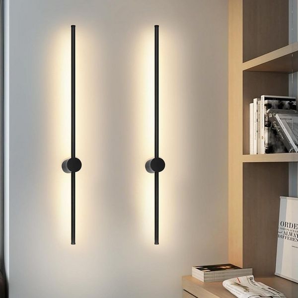 Nettlife LED Wandleuchte 60CM Schwarz Modern Flurlampe Schwenkbar 90°, Schwenkbar 90°, LED fest integriert, Warmweiß, für Wohnzimmer Schlafzimmer Flur Treppenhaus Bett Küche
