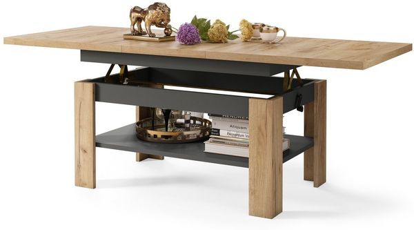 designimpex Couchtisch Design Rio stufenlos höhenverstellbar 55 - 67cm ausziehbar 130 - 170cm