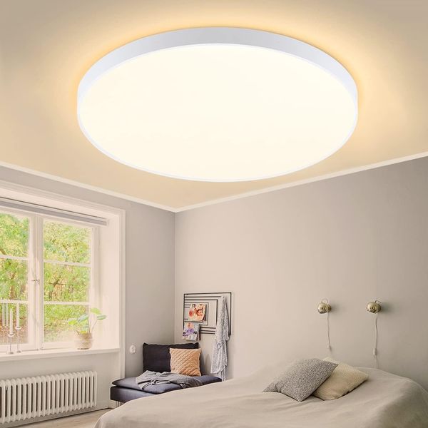 ZMH LED Deckenleuchte Schlafzimmer - Küchenlampe Flach Ø28cm Schlafzimmerlampe Warmweiß Flurlampe Rund Badezimmerlampe IP44 Deckenbeleuchtung Badezimmer 17W