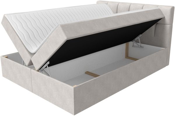 Boxspringbett Cleofas , Natur, 200x200 cm, Webstoff Bild 3