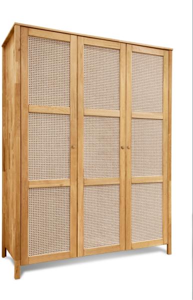 Kleiderschrank 3-Türig Schrank Fani 156x61x202 Eiche Wiener Geflecht