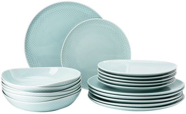 Rosenthal Teller-Set Junto Opal Green Teller-Set 18t, Porzellan, Sets