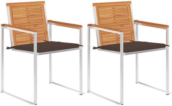 vidaXL Gartenstühle mit Kissen 2 Stk. Massivholz Akazie und Stahl 3061496