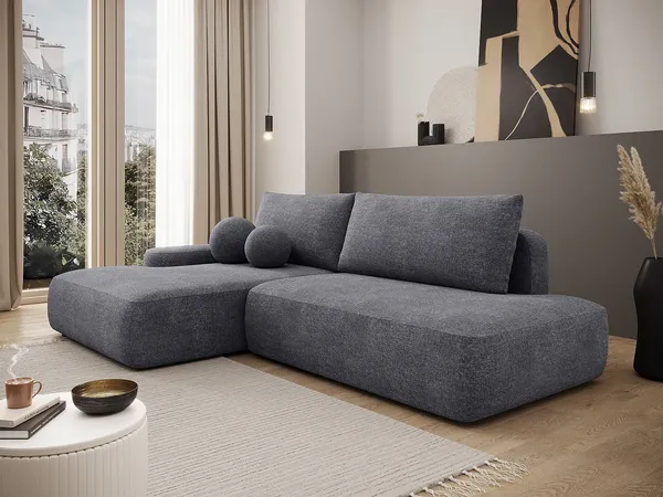 Vente-unique - DAVISO Sofa Stoff Grau - B 164 cm x H 87 cm x L 276 cm