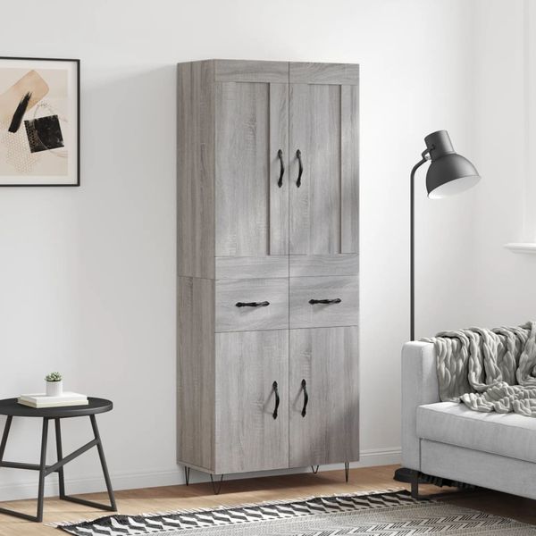 vidaXL Highboard Grau Sonoma 69,5x34x180 cm Holzwerkstoff 3199911