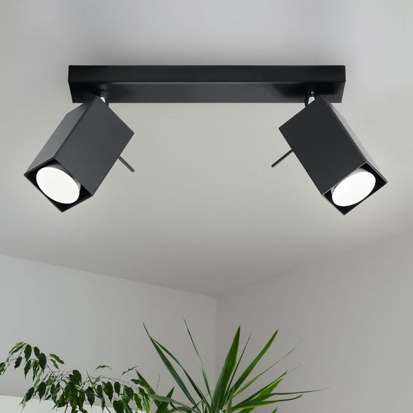 Deckenleuchte, Stahl, schwarz, Spots verstellbar, L 30 cm