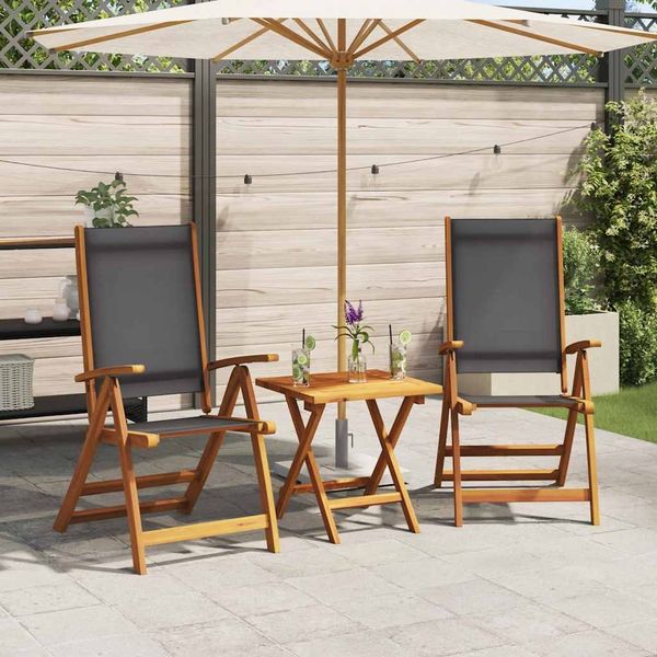 vidaXL Gartenstühle 2 Stk. Klappbar Massivholz Akazie und Textilene 41747