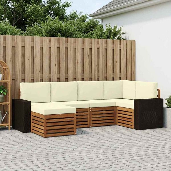 vidaXL Ecksofa Set mit Kissen 6 pcs Natur und Creme 3384571